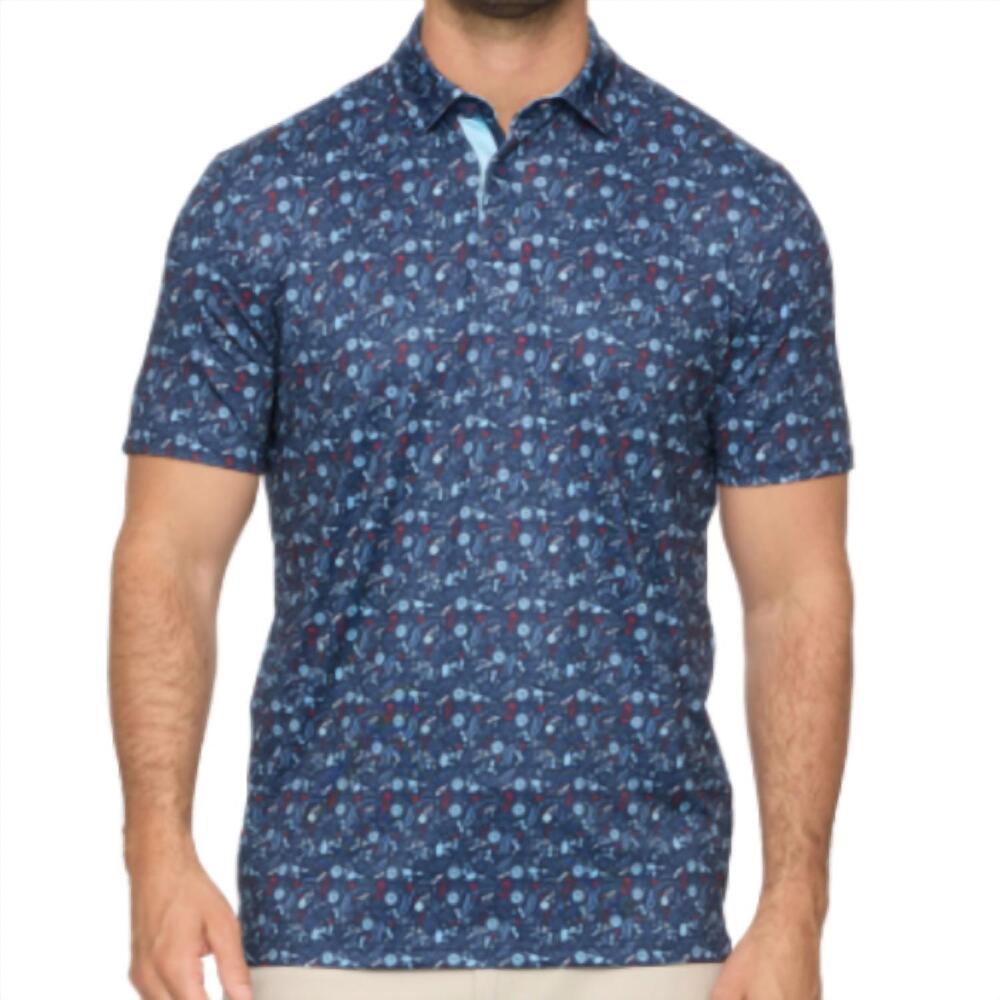 NEW FLAGS & ANTHEM chester short sleeve performance polo in navy